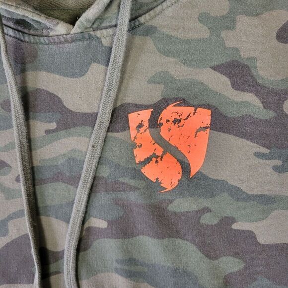 Umpqua Survival Hoodie Mens Medium Green Camo Flag Work Wear Woodland Hunting - Picture 2 of 8